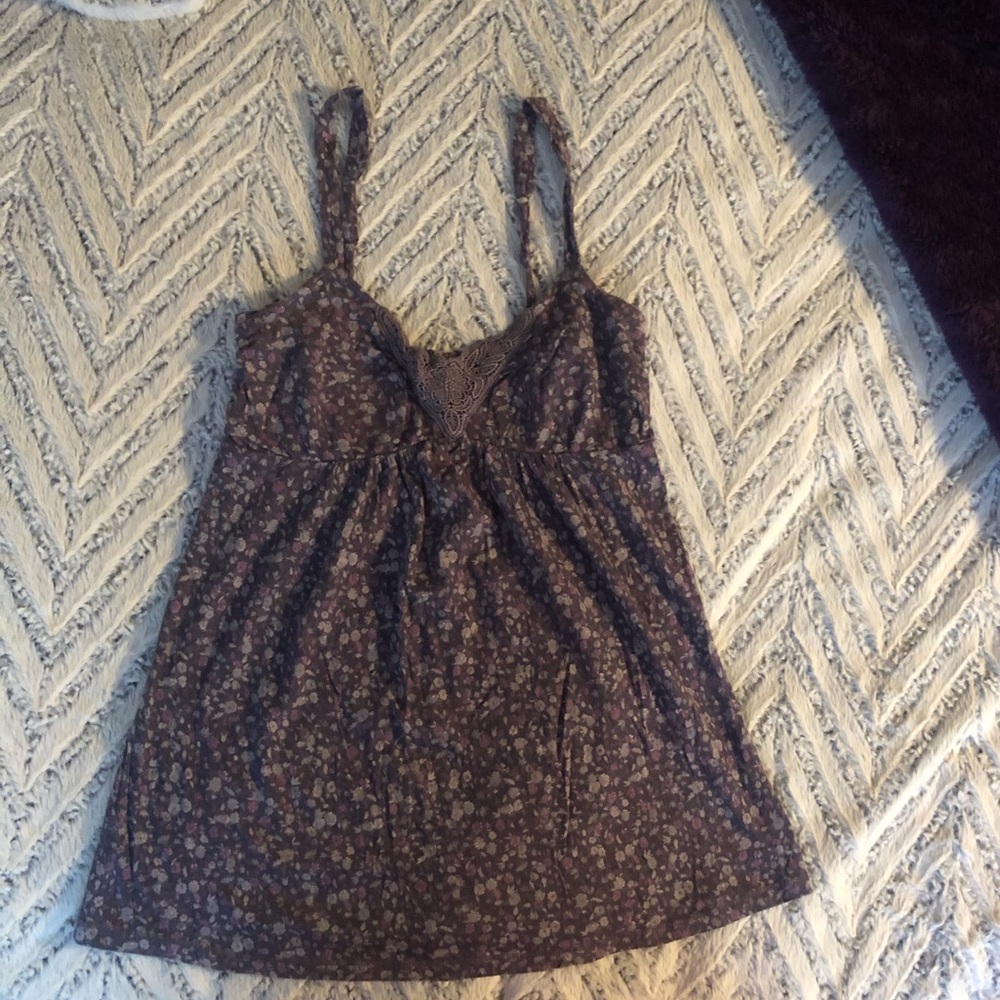 AE purple and grey floral tank top
